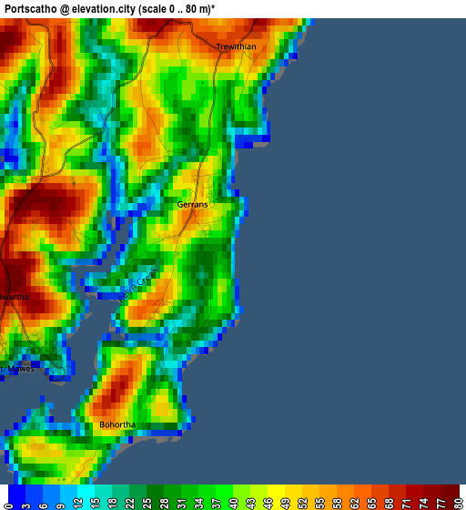 Portscatho elevation map