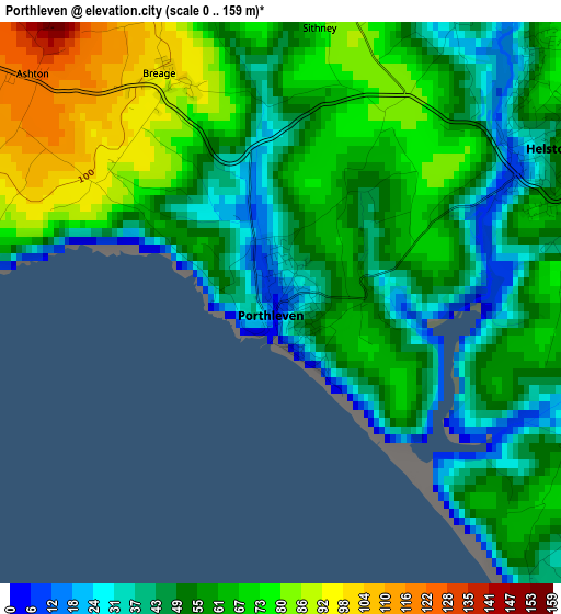 Porthleven elevation map