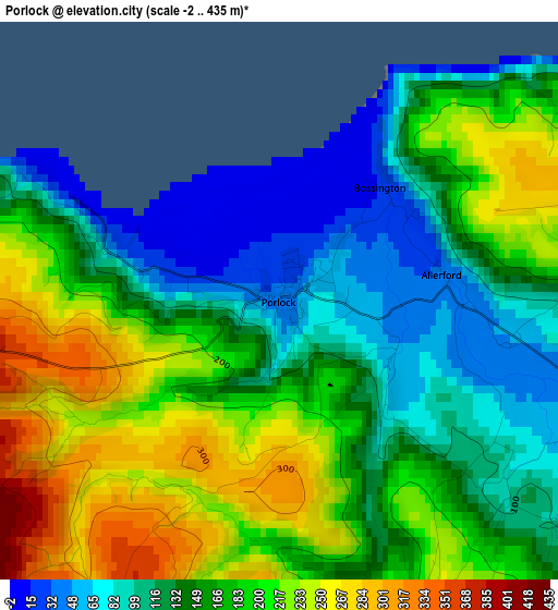 Porlock elevation map