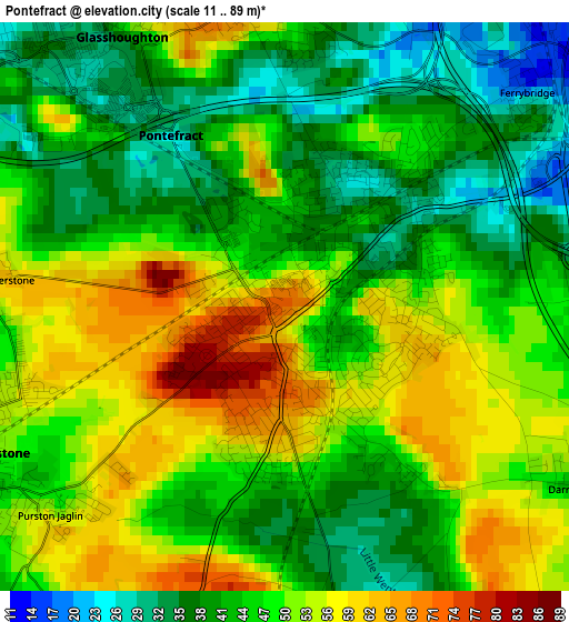 Pontefract elevation map