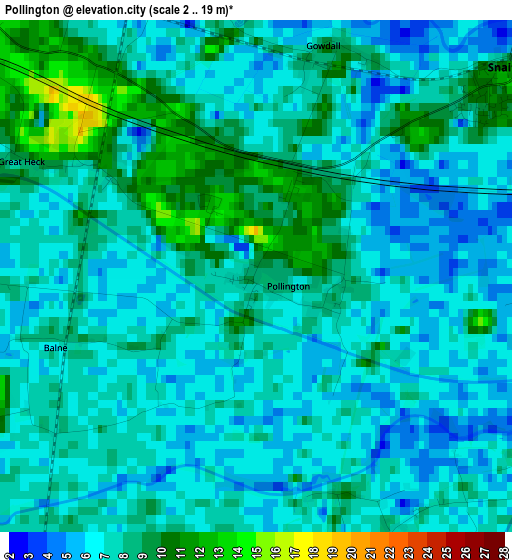 Pollington elevation map