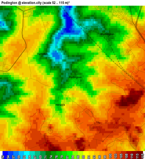 Podington elevation map