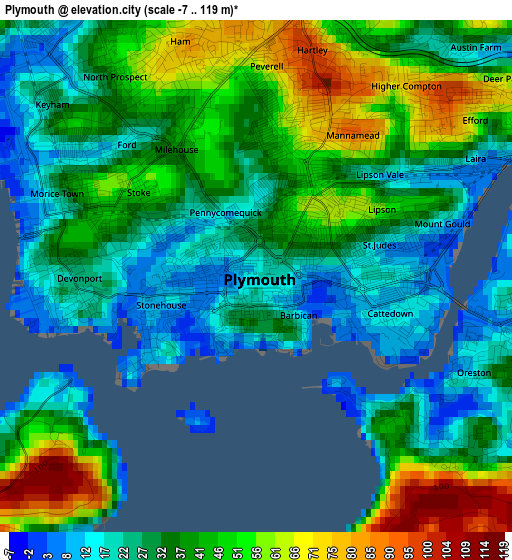 Plymouth elevation map
