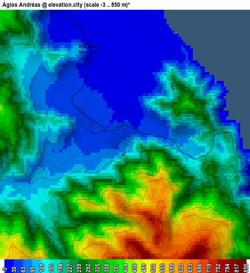 Ágios Andréas elevation map