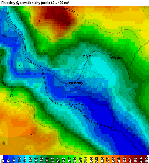 Pitlochry elevation map