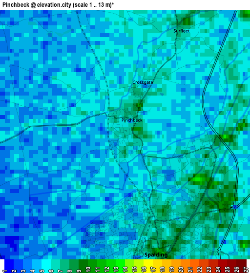 Pinchbeck elevation map