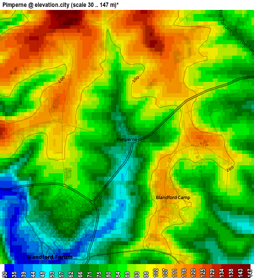 Pimperne elevation map