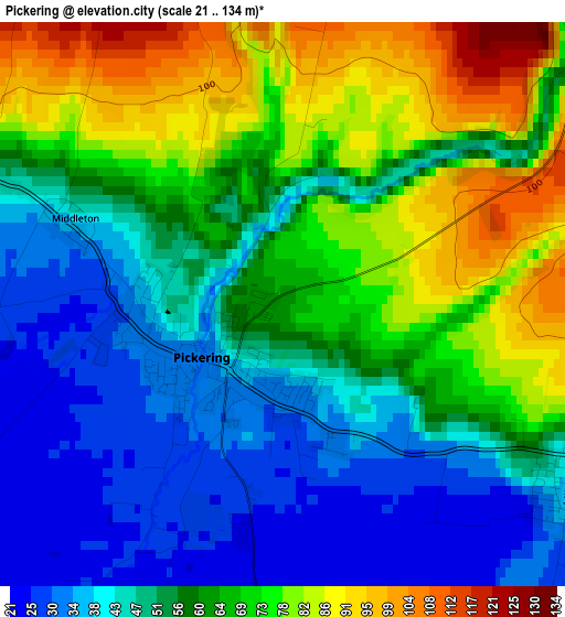 Pickering elevation map