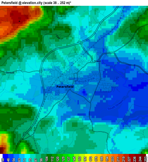 Petersfield elevation map