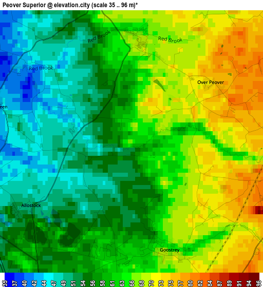 Peover Superior elevation map