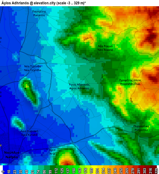 Áyios Adhrianós elevation map