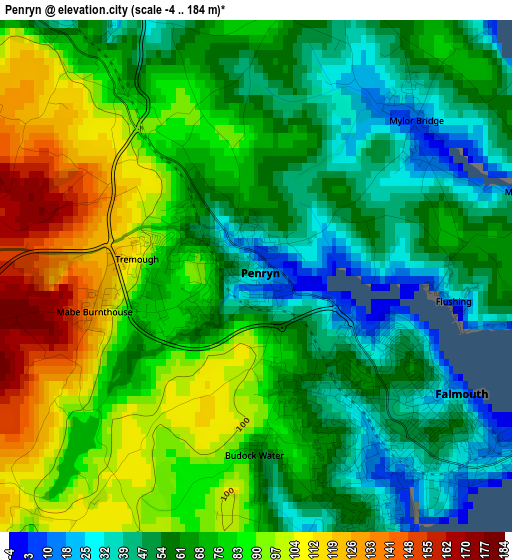 Penryn elevation map