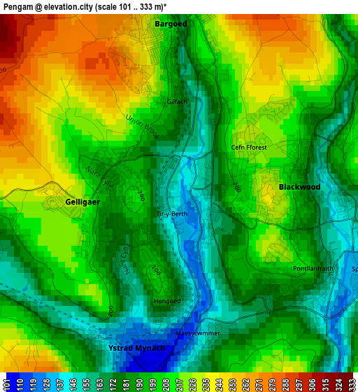 Pengam elevation map