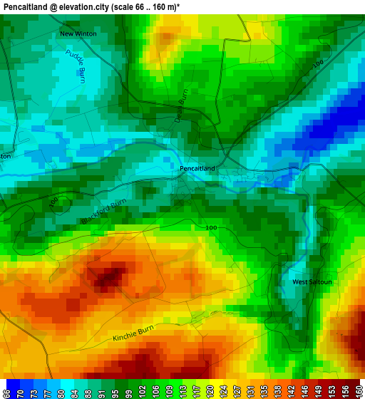 Pencaitland elevation map