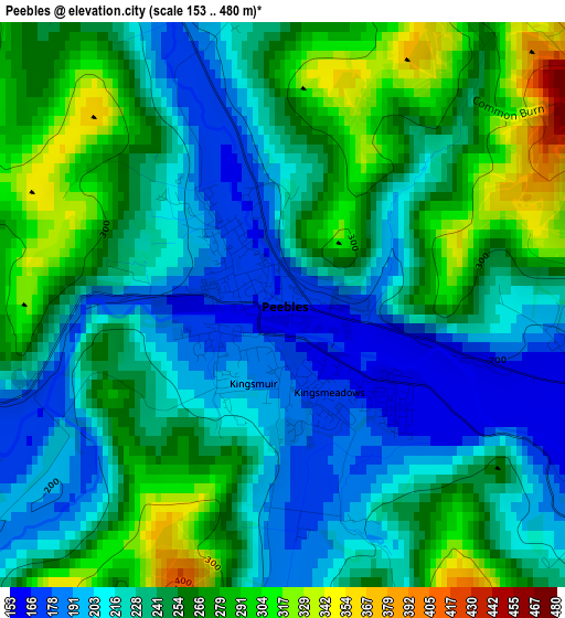 Peebles elevation map