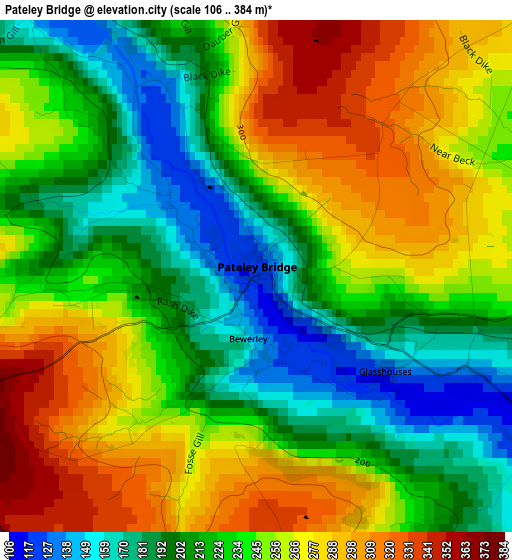 Pateley Bridge elevation map