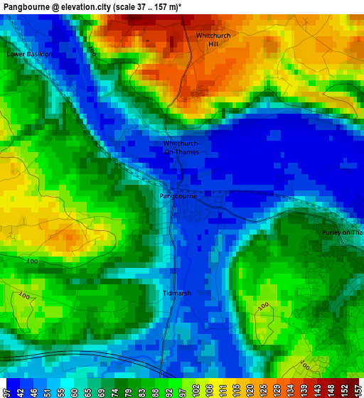 Pangbourne elevation map