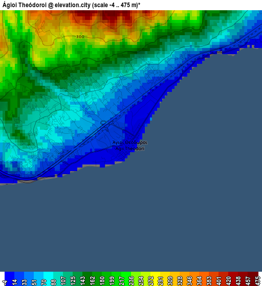 Ágioi Theódoroi elevation map