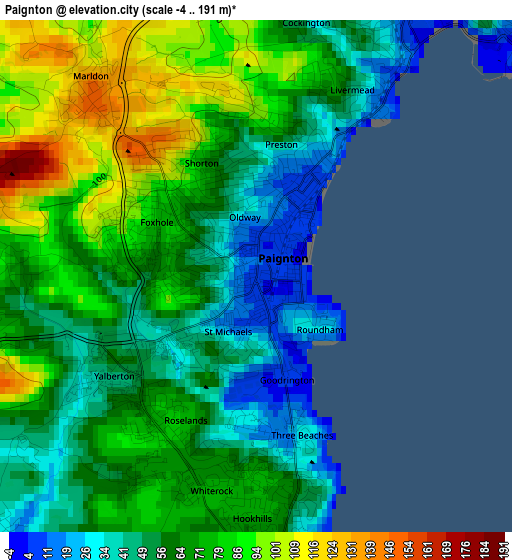 Paignton elevation map