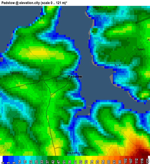 Padstow elevation map