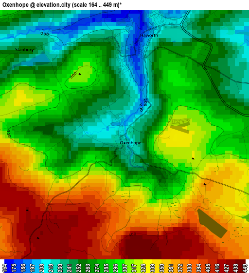 Oxenhope elevation map