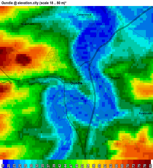 Oundle elevation map