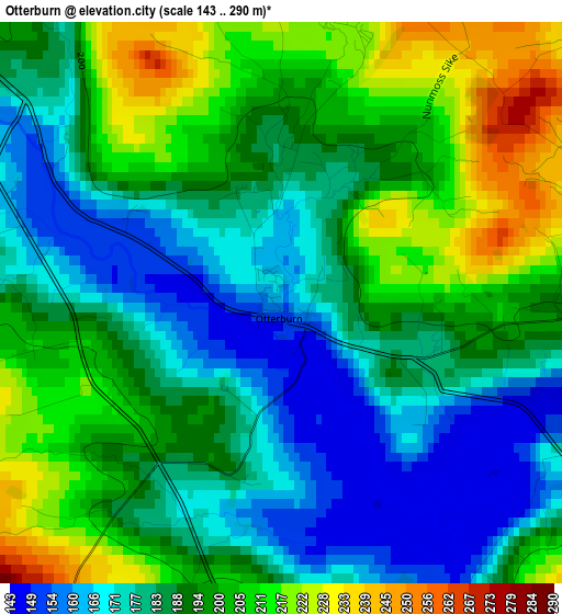 Otterburn elevation map