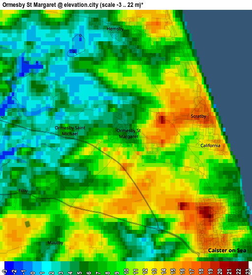 Ormesby St Margaret elevation map