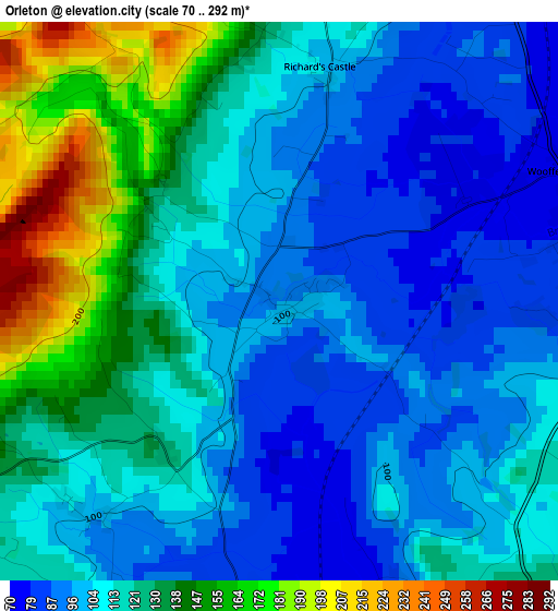 Orleton elevation map