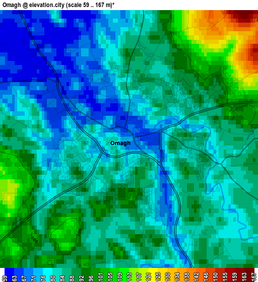 Omagh elevation map