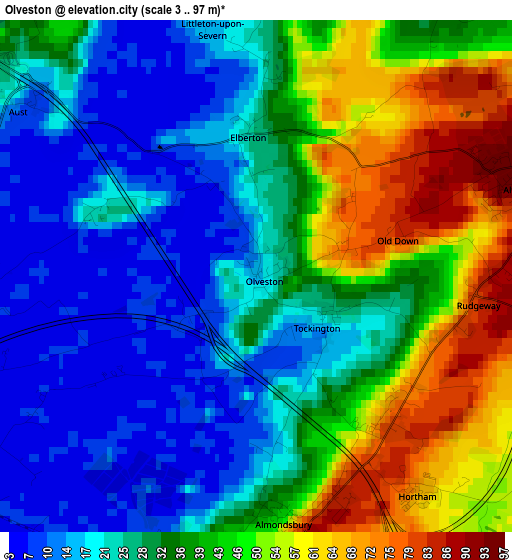 Olveston elevation map