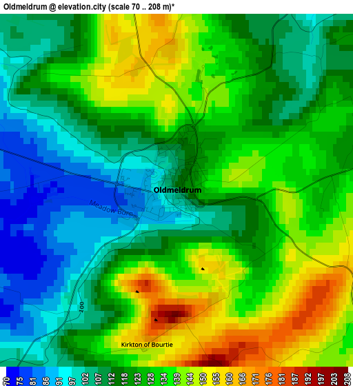 Oldmeldrum elevation map