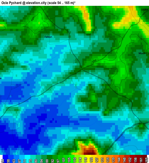 Ocle Pychard elevation map