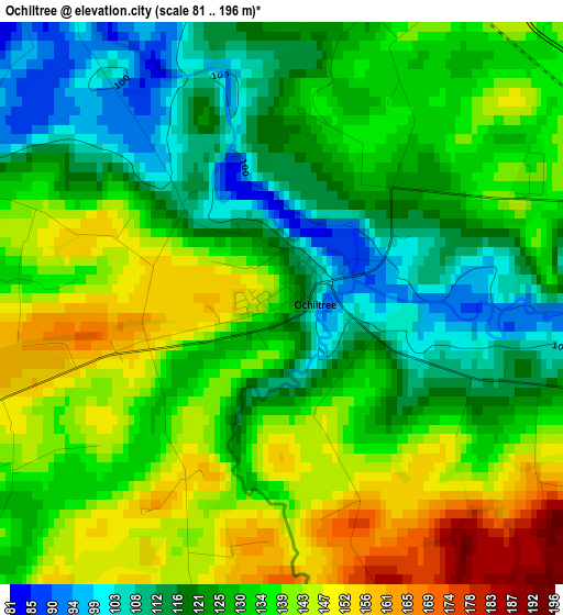 Ochiltree elevation map