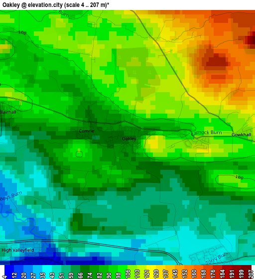 Oakley elevation map