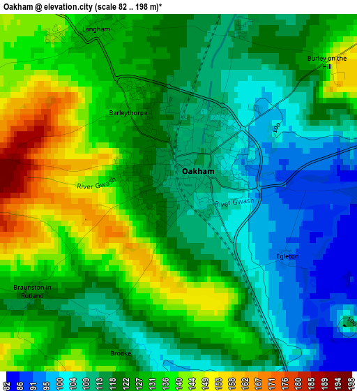 Oakham elevation map