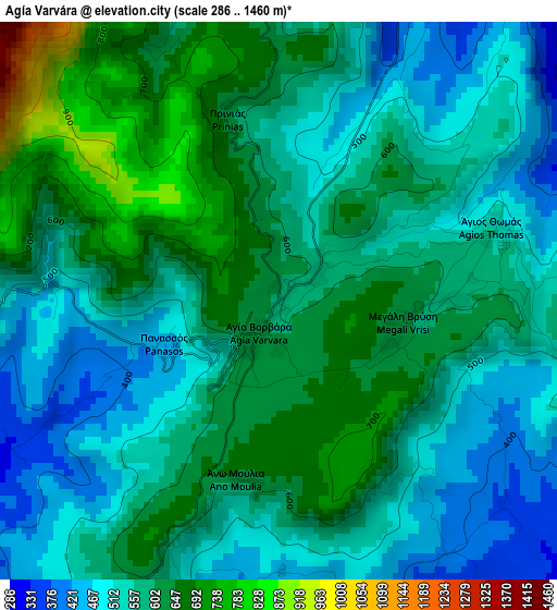 Agía Varvára elevation map