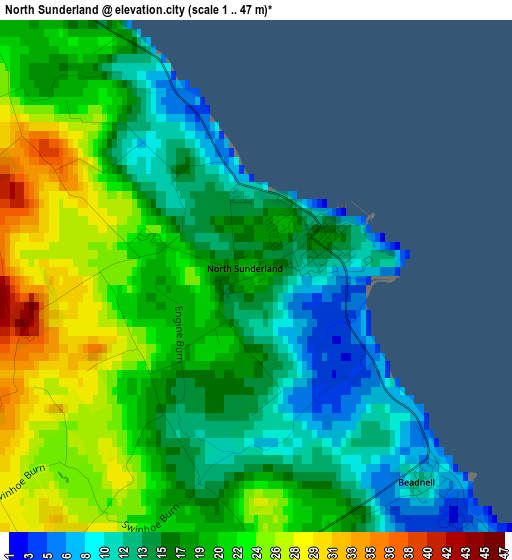 North Sunderland elevation map