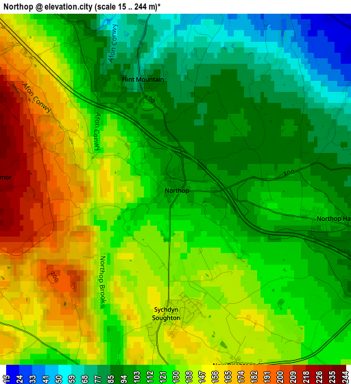 Northop elevation map