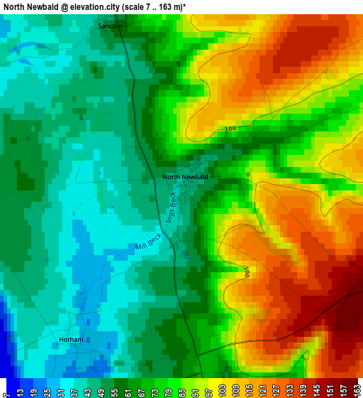 North Newbald elevation map