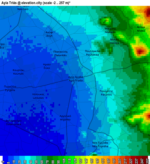 Ayía Triás elevation map