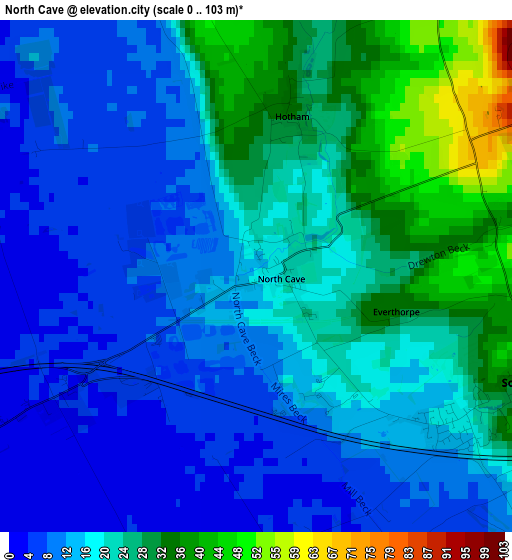 North Cave elevation map