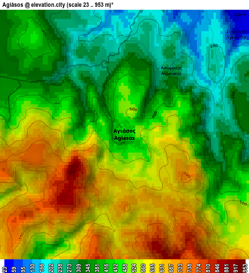 Agiásos elevation map