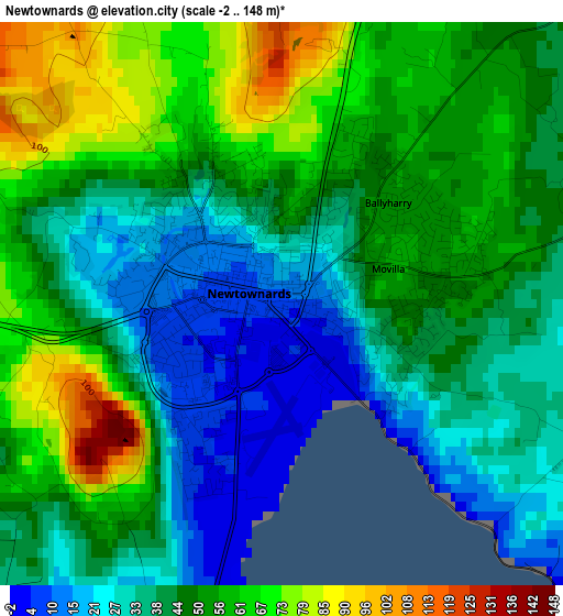 Newtownards elevation map