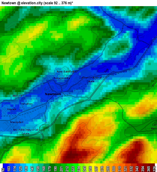 Newtown elevation map