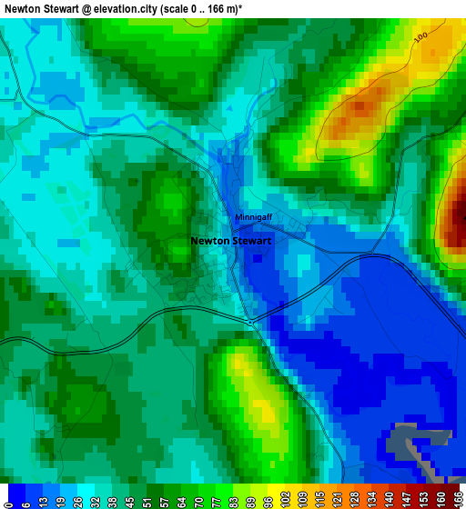 Newton Stewart elevation map