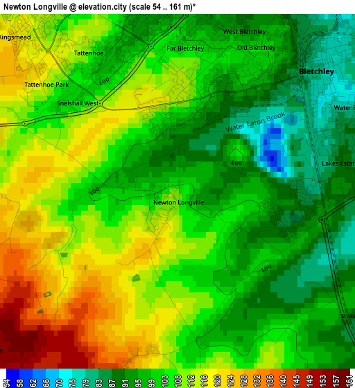 Newton Longville elevation map