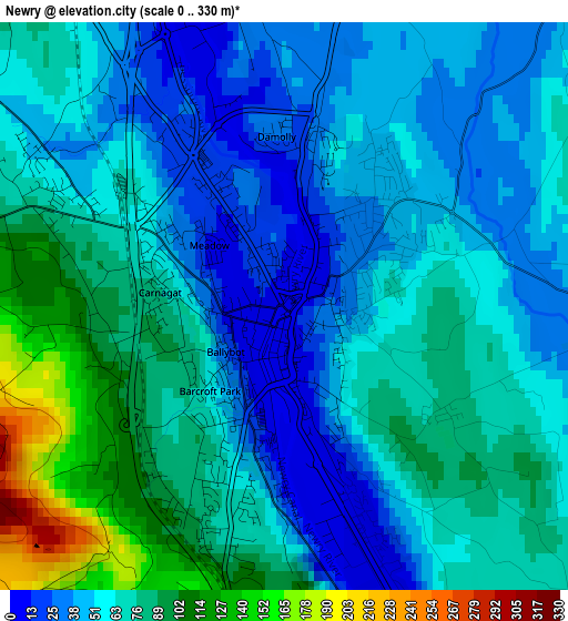 Newry elevation map