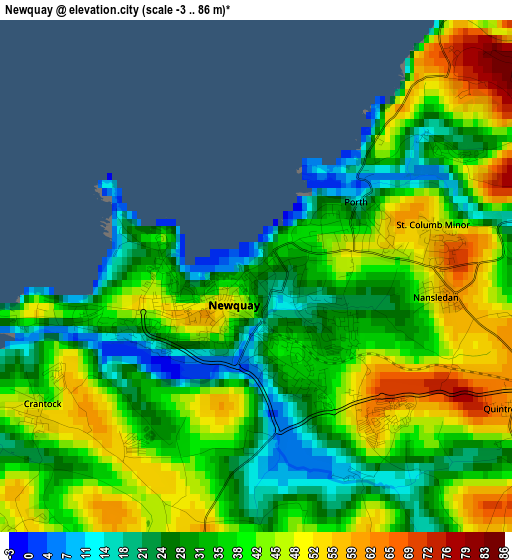 Newquay elevation map