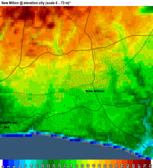 New Milton elevation map